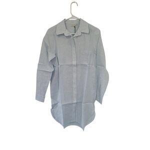 Harshman Women's Erinn Shirt XS Blue Mini Stripe Linen‎ Blend Top #20